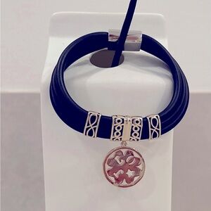 Leather Endless Black Bracelet with gold plated charms.